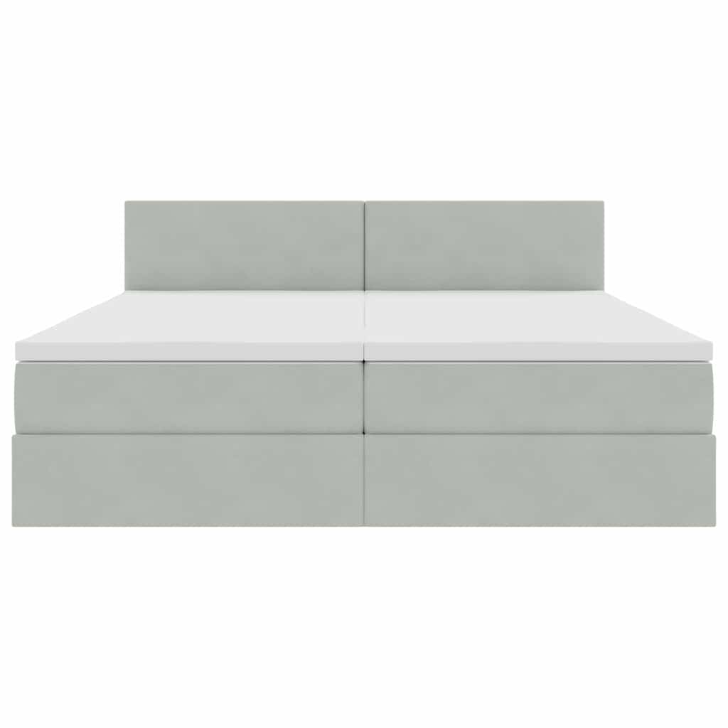 LED-Speicherbett mit Matratze Hellgrau 180 x 200 cm Samt