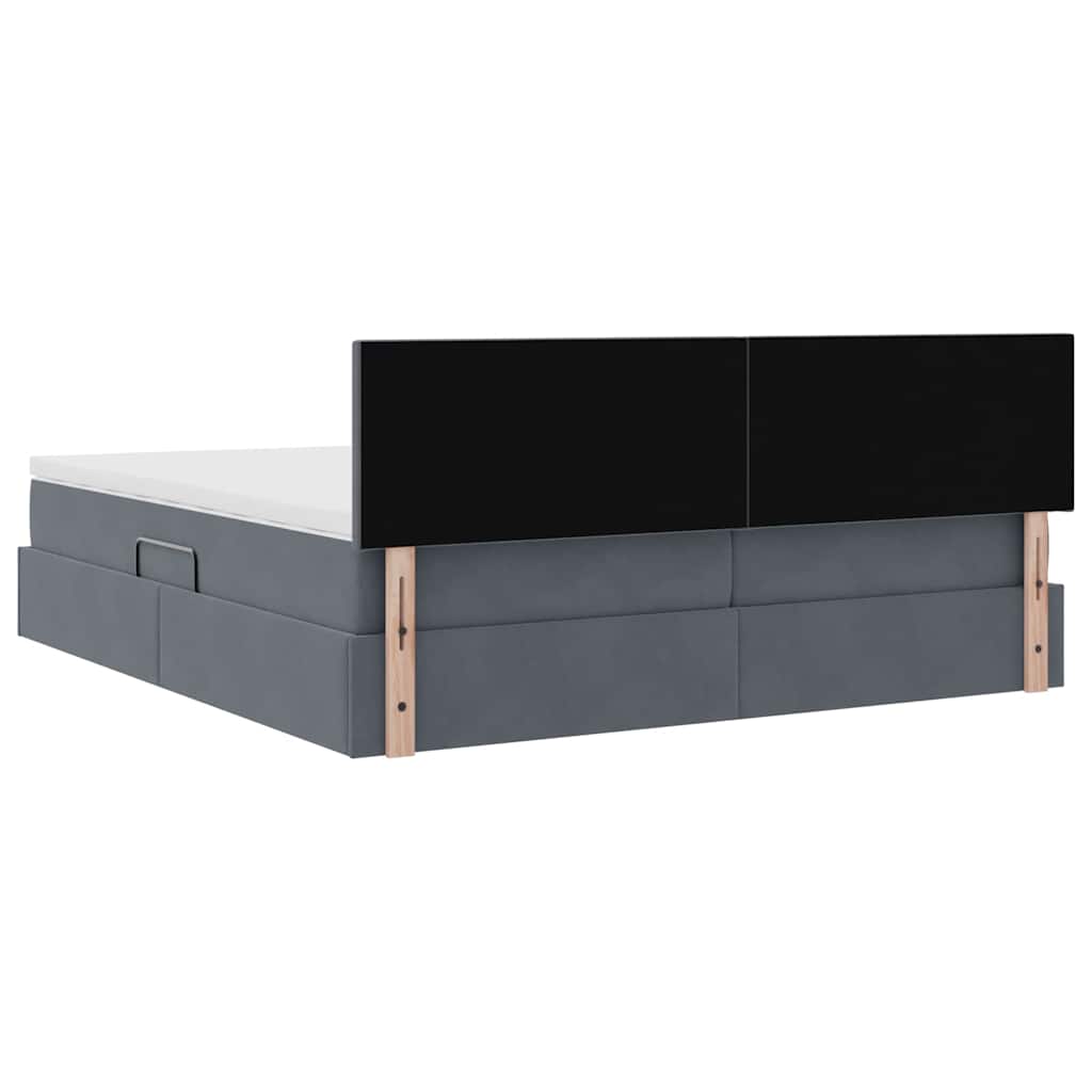 LED-Speicherbett mit Matratze Dunkelgrau 180 x 200 cm Samt