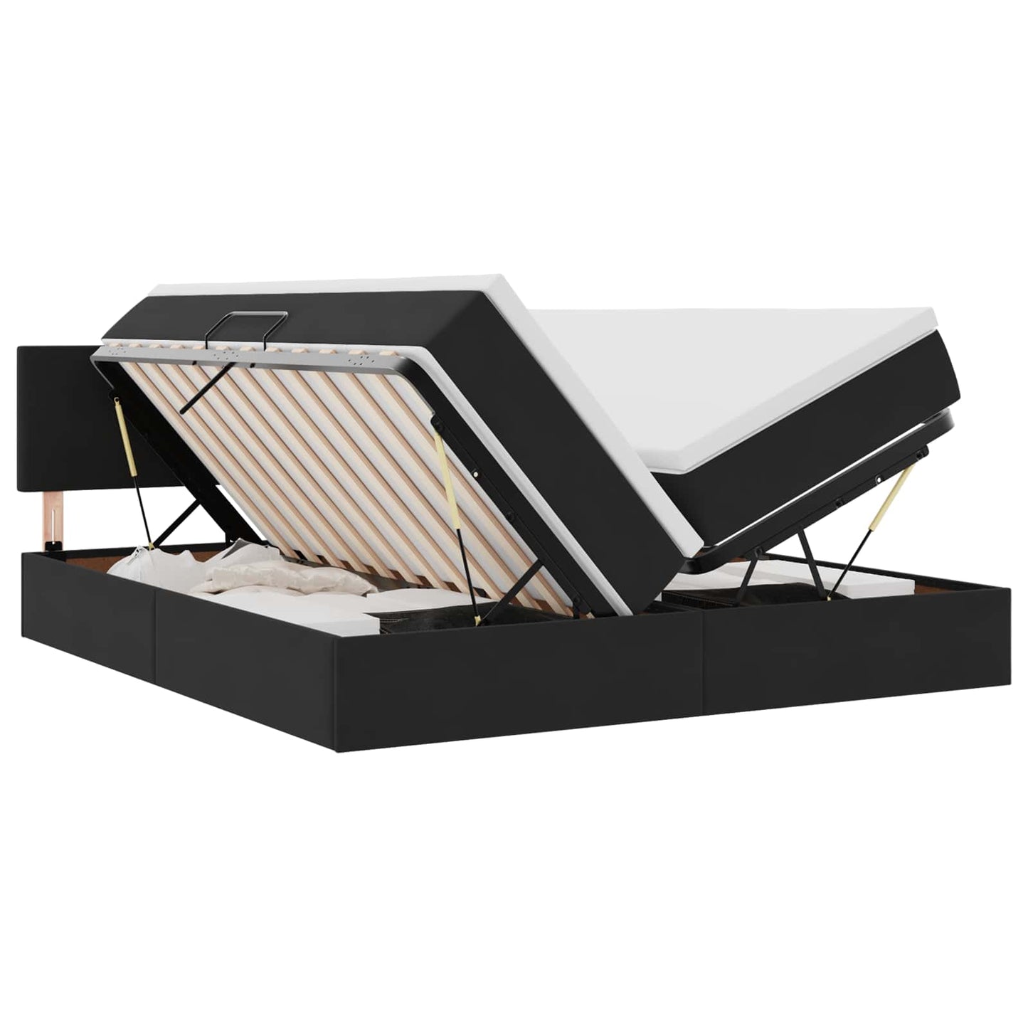 LED-Speicherbett mit Matratze Schwarz 180 x 200 cm Samt