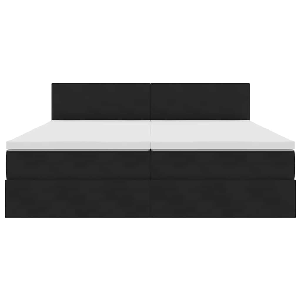 LED-Speicherbett mit Matratze Schwarz 180 x 200 cm Samt