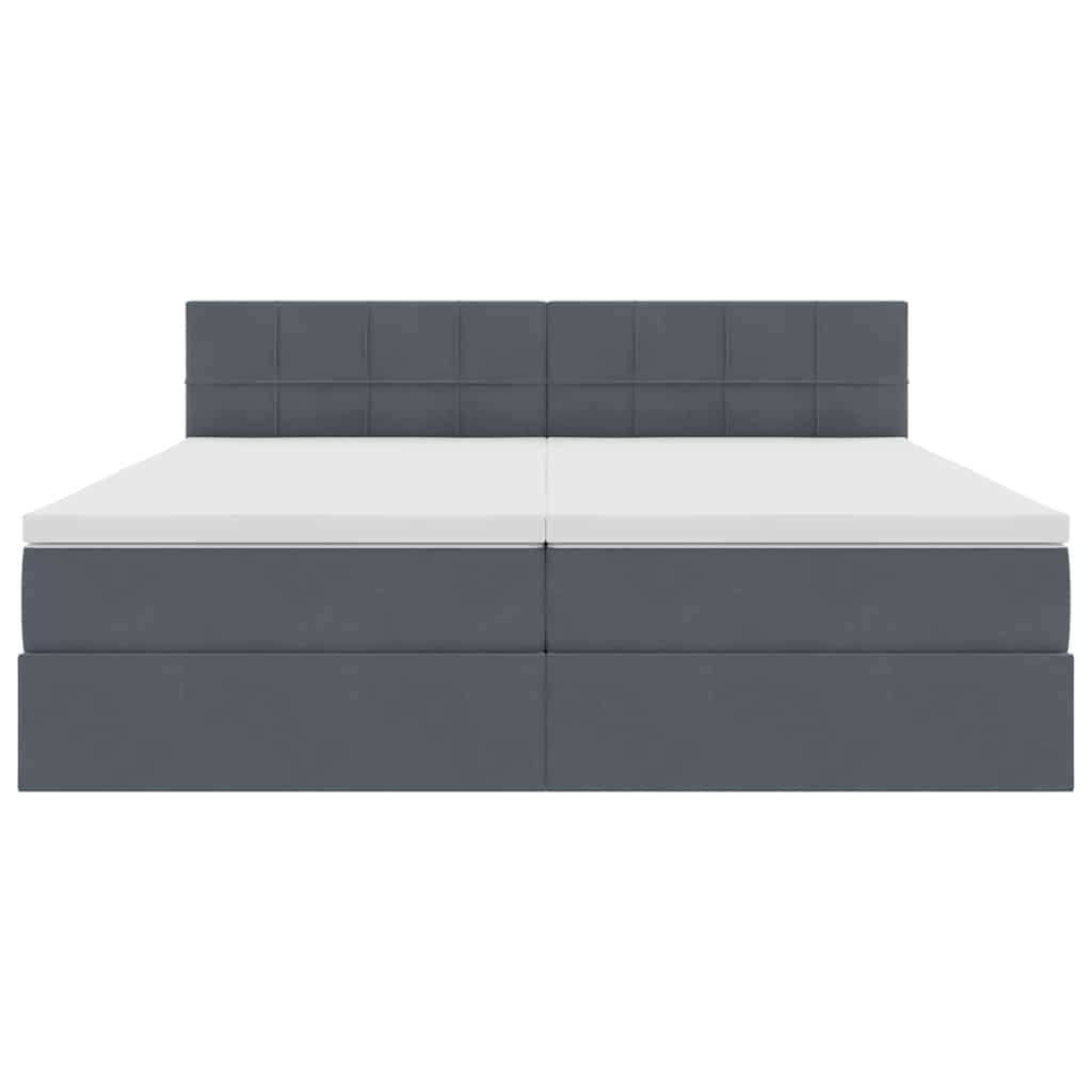 LED-Speicherbett mit Matratze Dunkelgrau 180 x 200 cm Samt