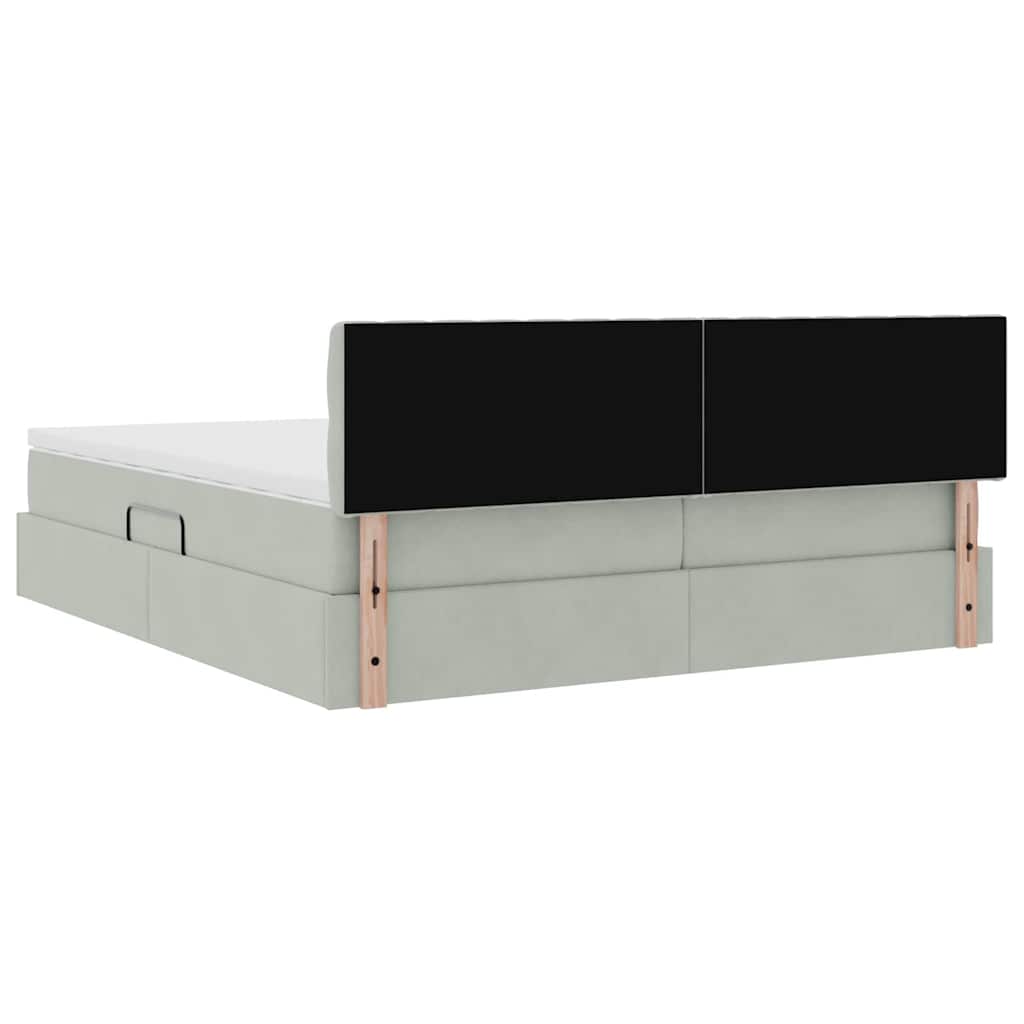 LED-Speicherbett mit Matratze Hellgrau 180 x 200 cm Samt