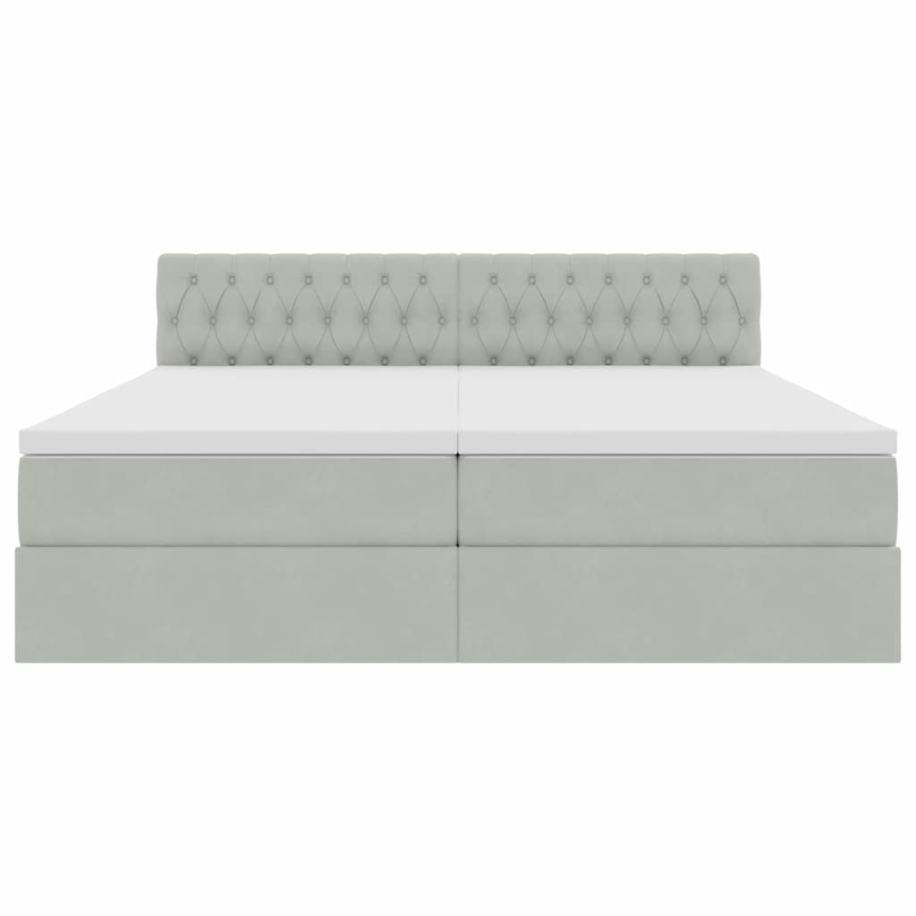 LED-Speicherbett mit Matratze Hellgrau 180 x 200 cm Samt