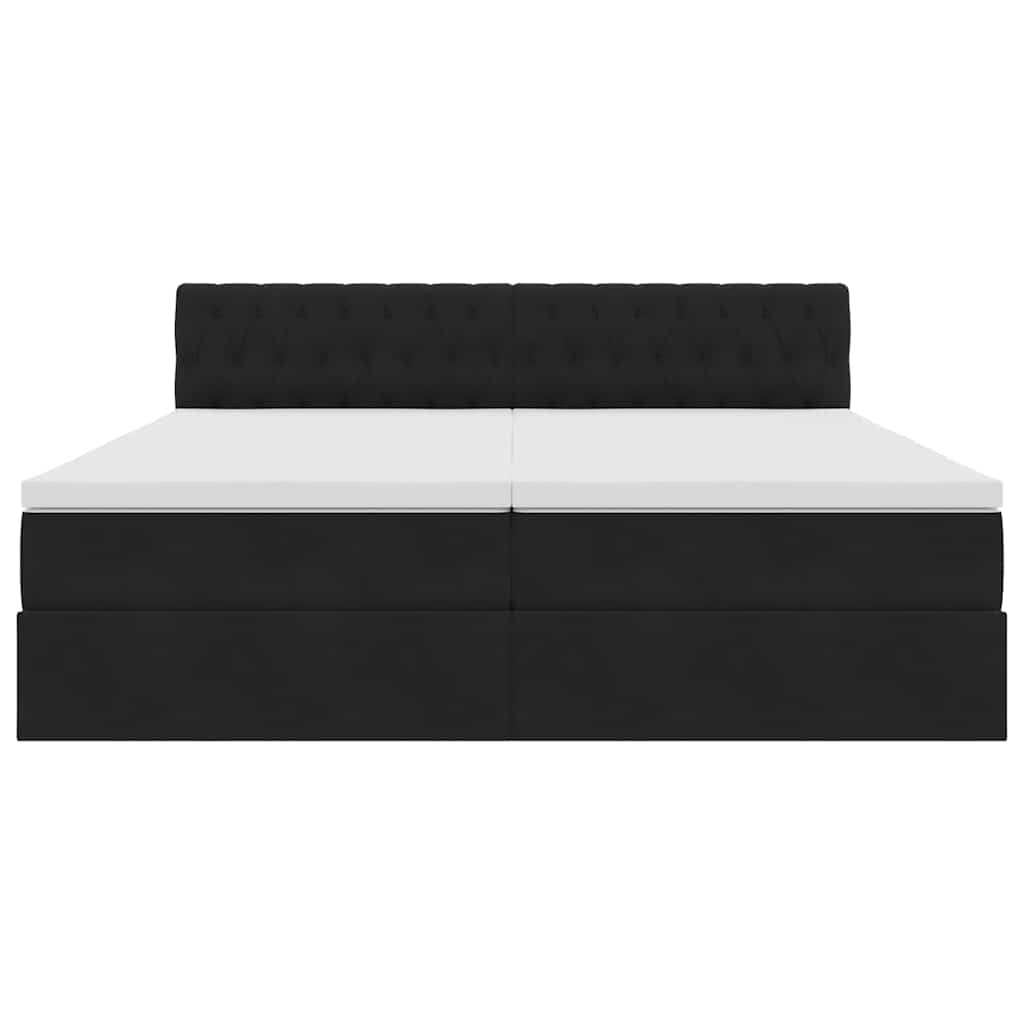 LED-Speicherbett mit Matratze Schwarz 180 x 200 cm Samt