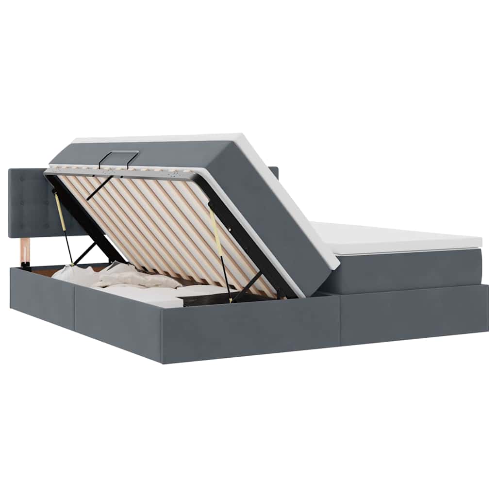 LED-Speicherbett mit Matratze Dunkelgrau 180 x 200 cm Samt