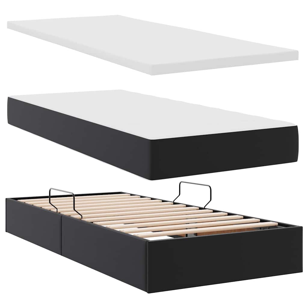 Aufbewahrungsbett mit Kopfteil Schwarz 100 x 200 cm Kunstleder