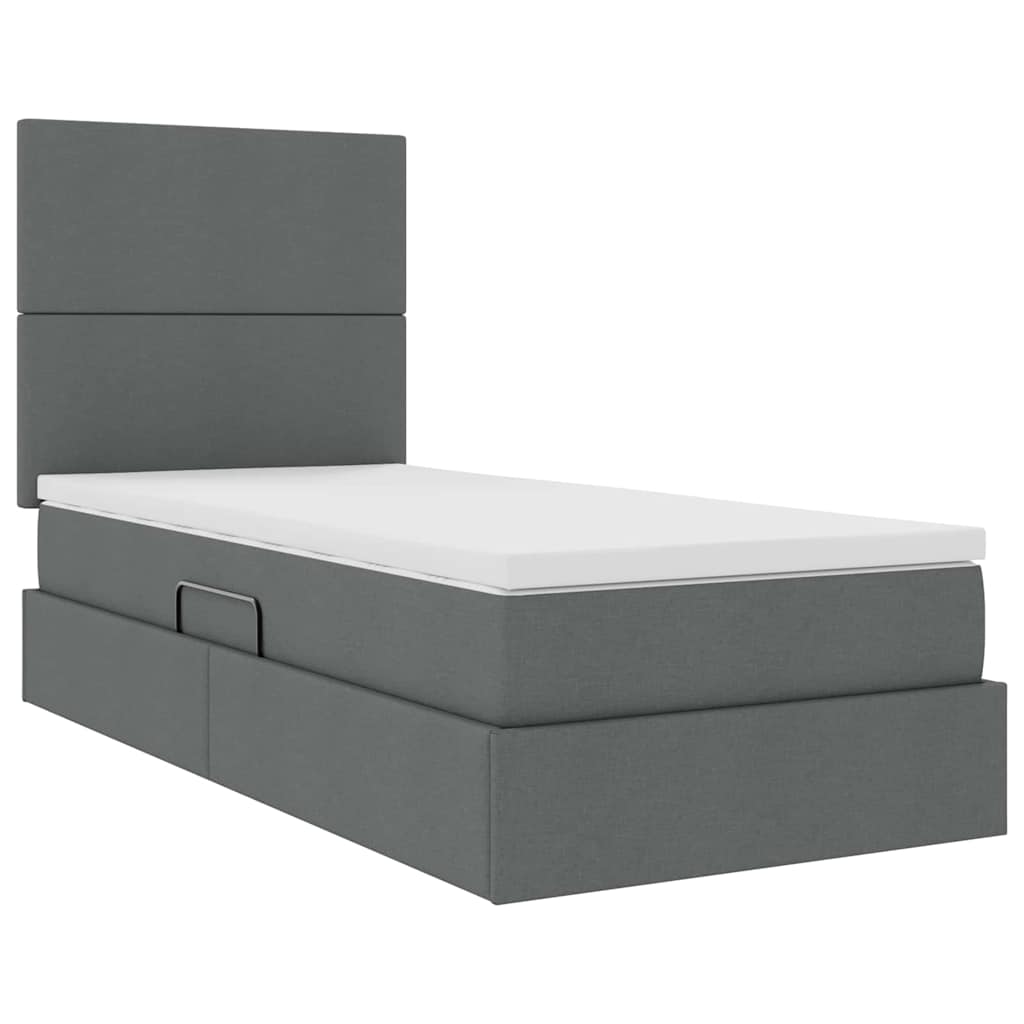 Aufbewahrungsbett mit Matratze Dunkelgrau 90 x 190 cm Polyester
