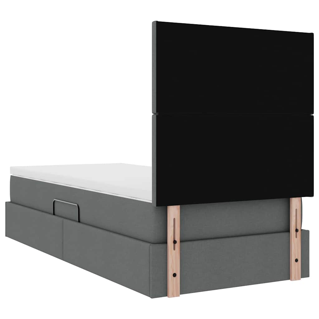Aufbewahrungsbett mit Matratze Dunkelgrau 90 x 190 cm Polyester
