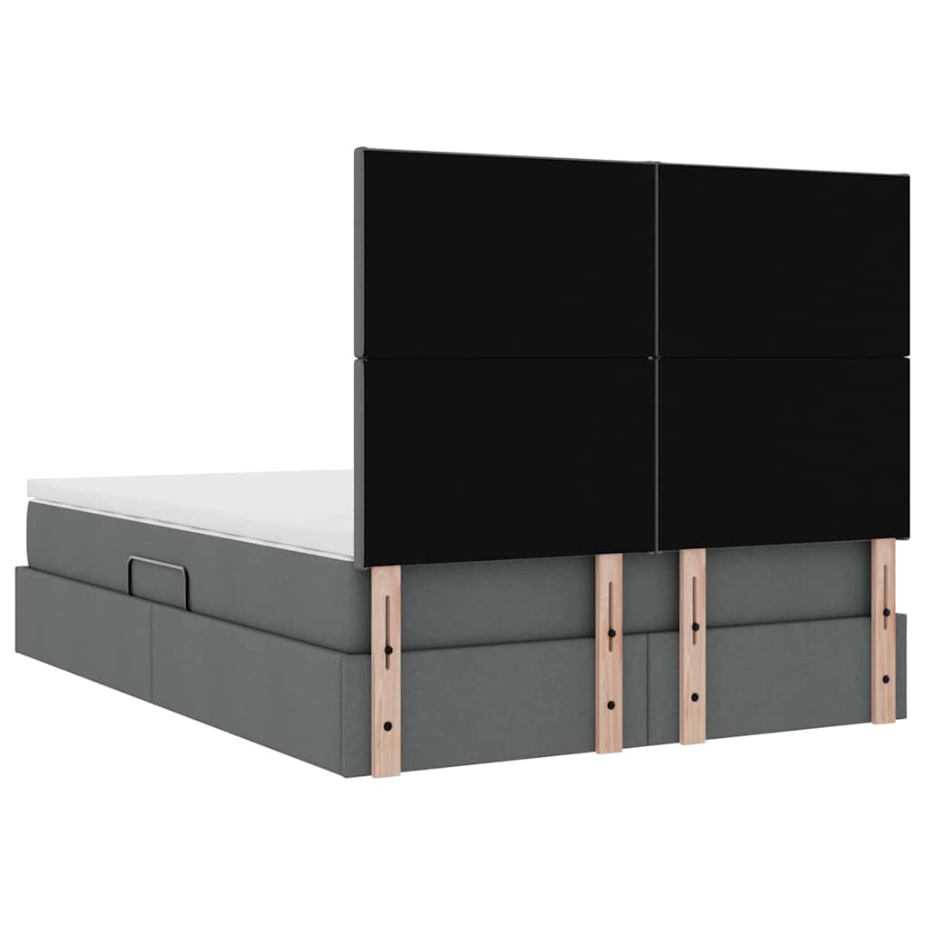 Aufbewahrungsbett mit Matratze Dunkelgrau 140 x 200 cm Stoff