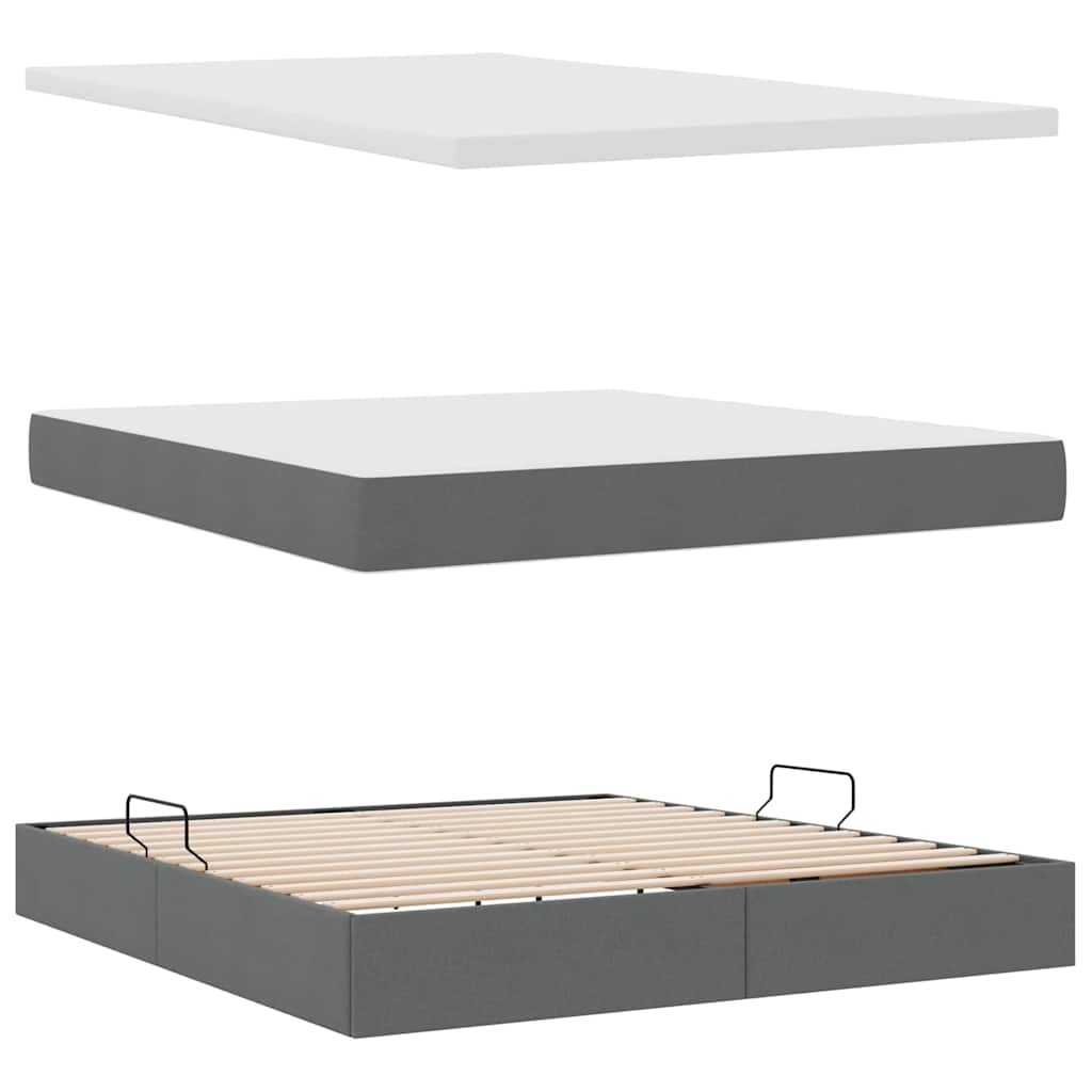 Aufbewahrungsbett mit Matratze Dunkelgrau 180 x 200 cm Stoff