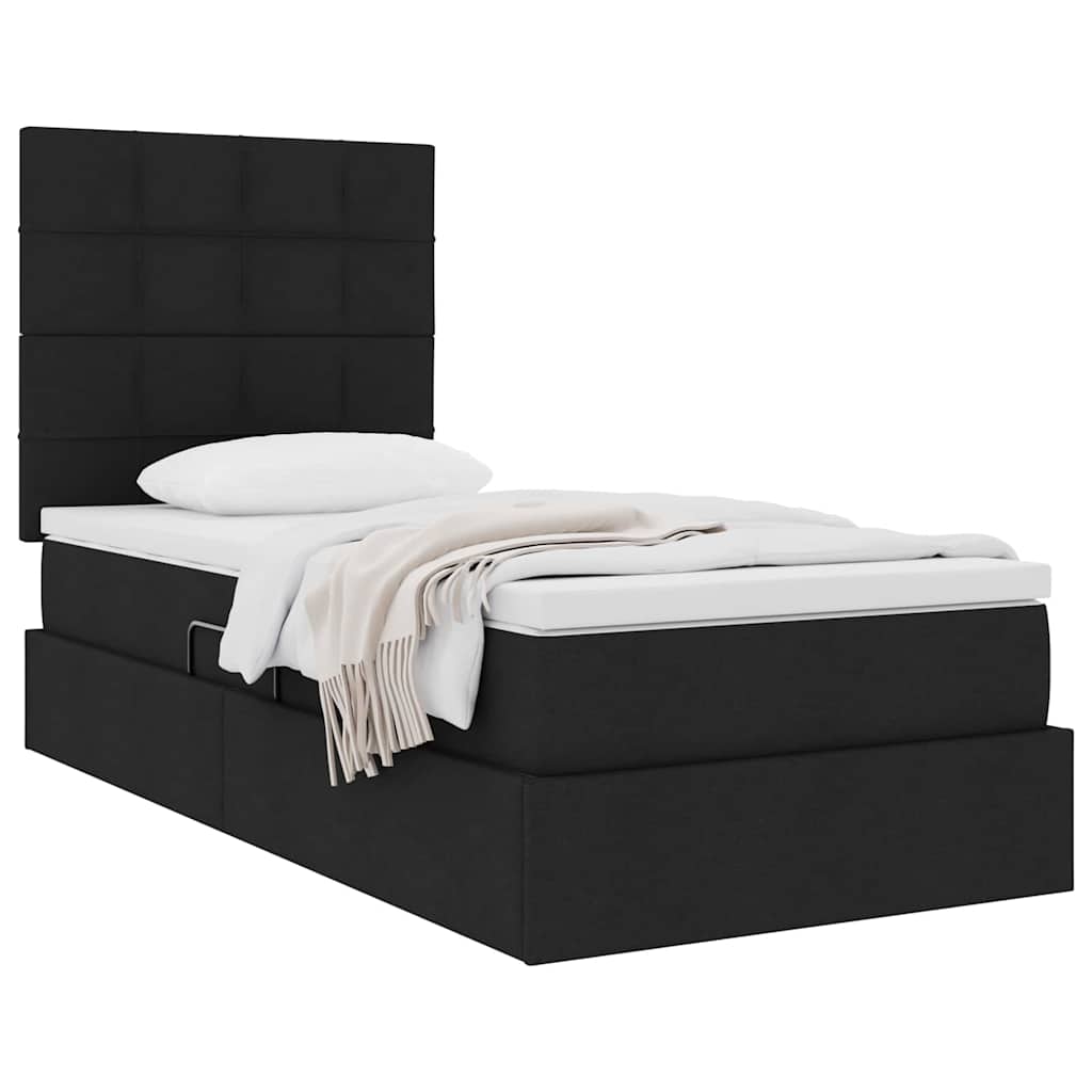 Aufbewahrungsbett mit Matratze Schwarz 90 x 190 cm Stoff