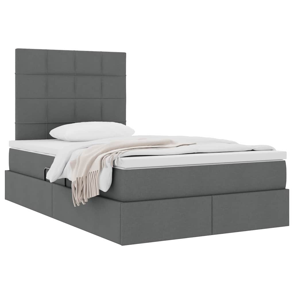 Aufbewahrungsbett mit Matratze Dunkelgrau 120 x 200 cm Stoff