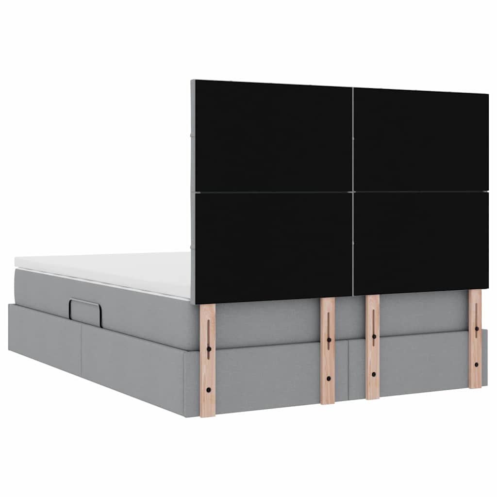 Aufbewahrungsbett mit Matratze Hellgrau 140 x 200 cm Stoff