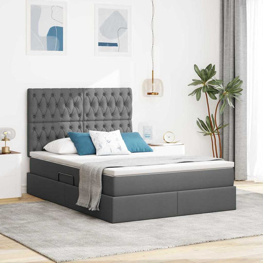 Aufbewahrungsbett mit Matratze Dunkelgrau 140 x 200 cm Stoff