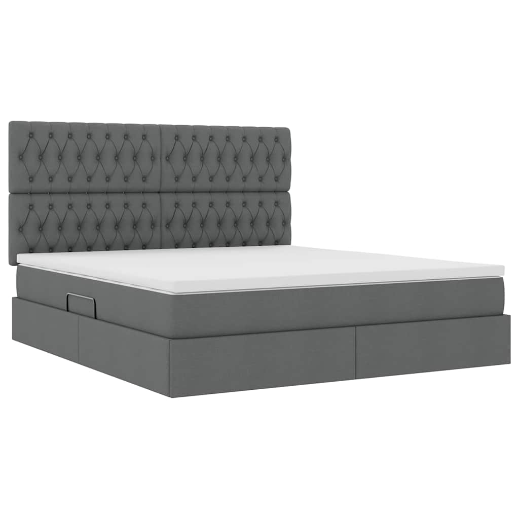 Aufbewahrungsbett mit Matratze Dunkelgrau 160 x 200 cm Stoff