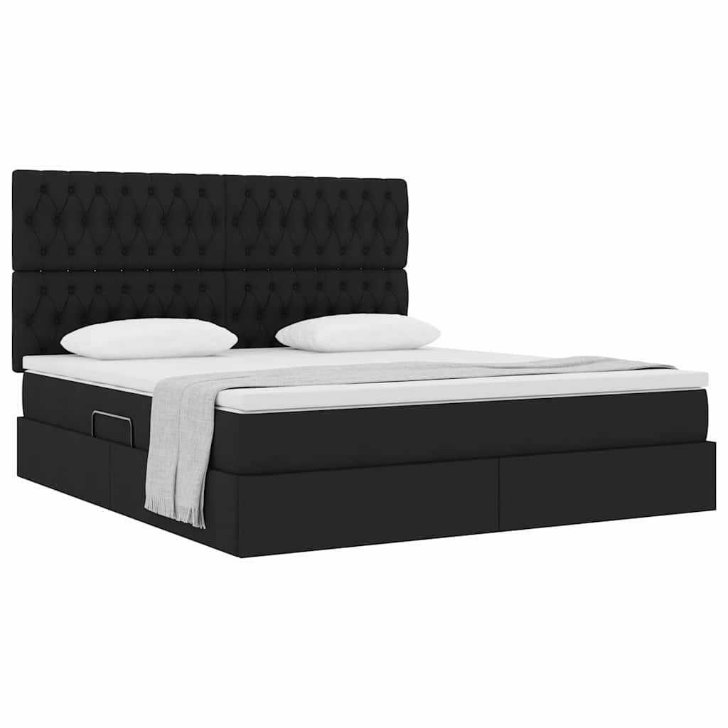 Aufbewahrungsbett mit Matratze Schwarz 160 x 200 cm Stoff