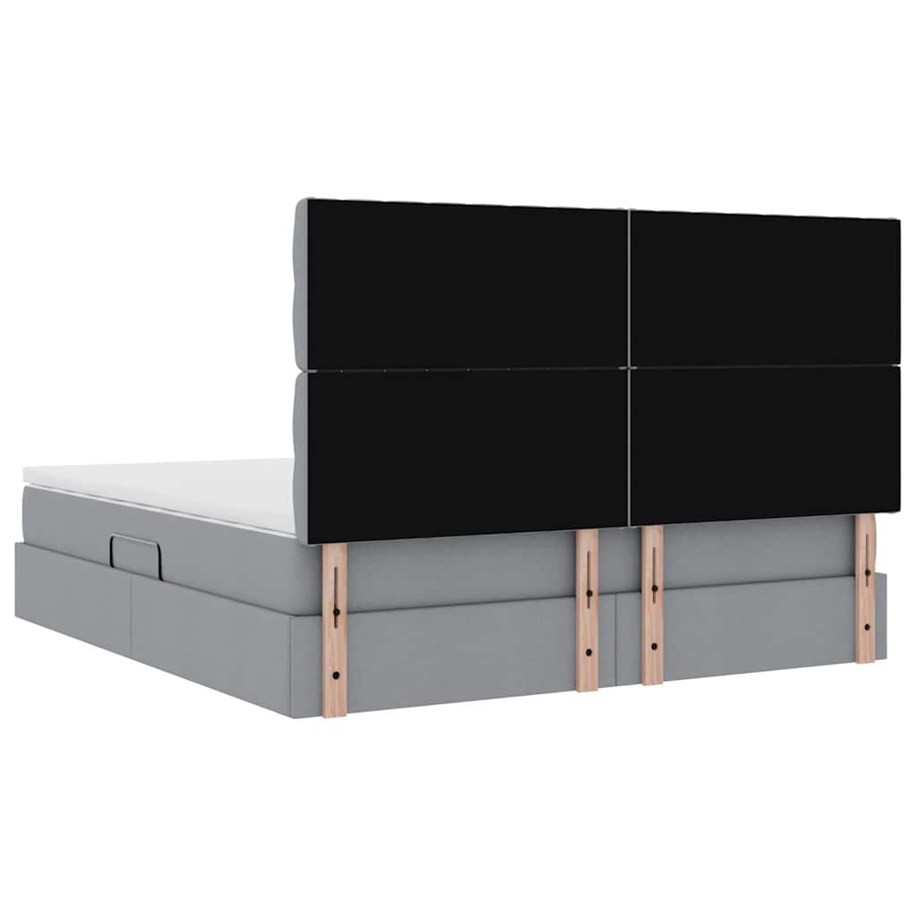 Aufbewahrungsbett mit Matratze Hellgrau 180 x 200 cm Stoff