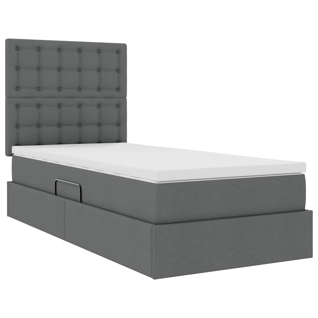 Aufbewahrungsbett mit Matratze Dunkelgrau 90 x 190 cm Stoff
