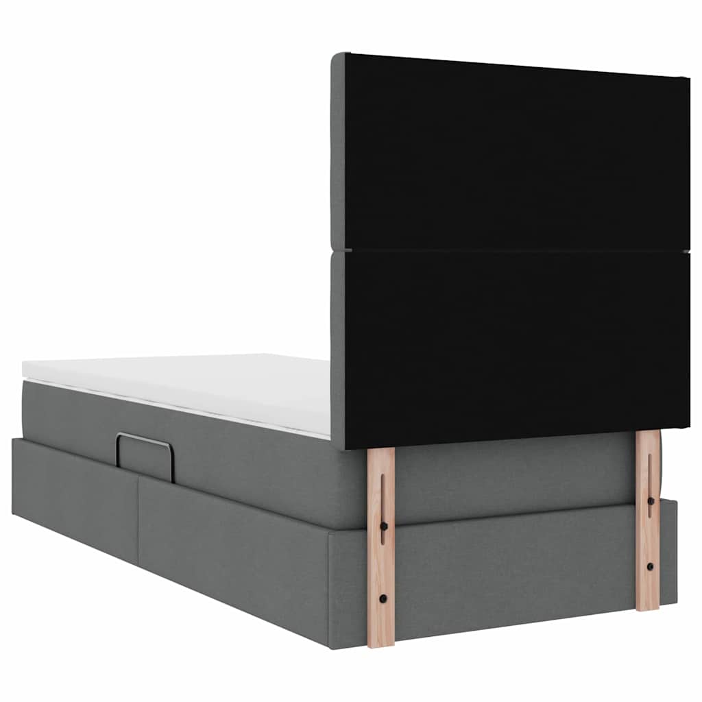 Aufbewahrungsbett mit Matratze Dunkelgrau 90 x 190 cm Stoff