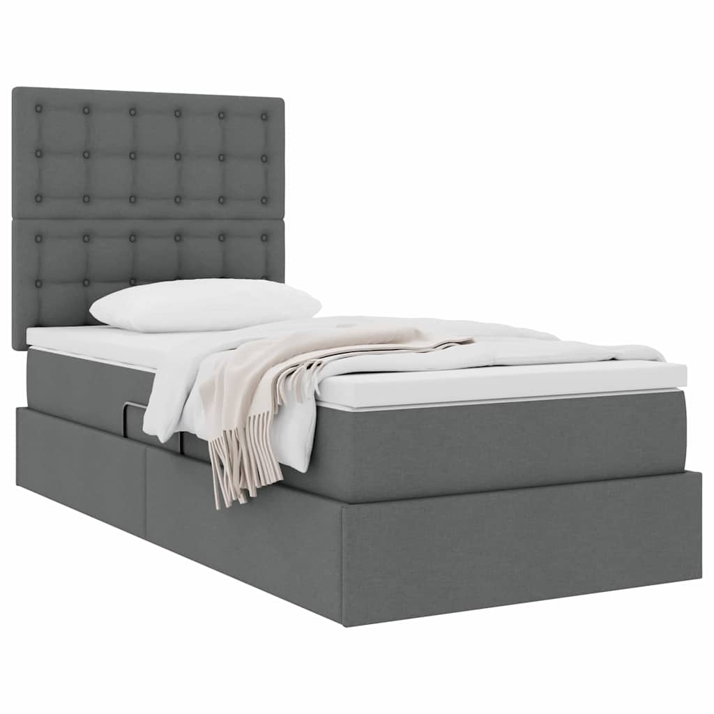 Aufbewahrungsbett mit Matratze Dunkelgrau 90 x 190 cm Stoff