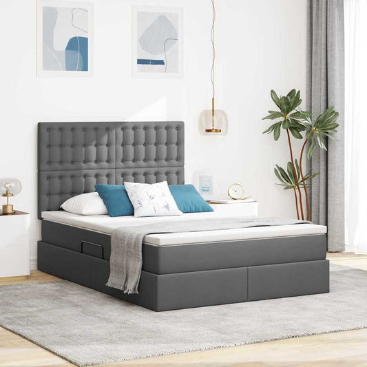 Aufbewahrungsbett mit Matratze Dunkelgrau 140 x 200 cm Stoff
