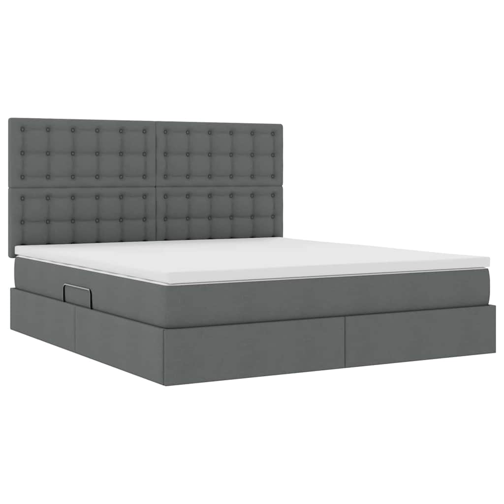 Aufbewahrungsbett mit Matratze Dunkelgrau 160 x 200 cm Stoff