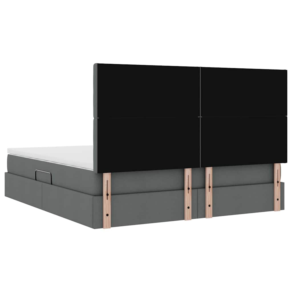 Aufbewahrungsbett mit Matratze Dunkelgrau 160 x 200 cm Stoff