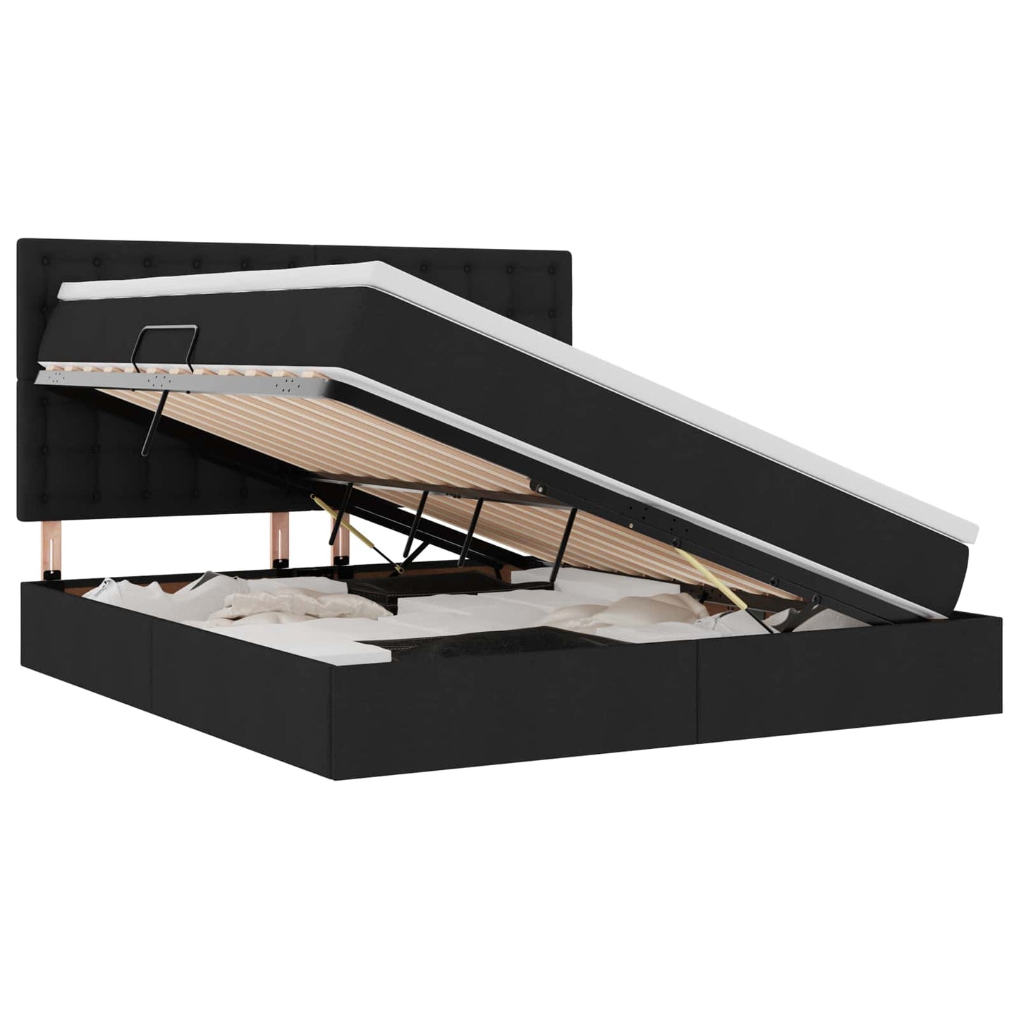 Aufbewahrungsbett mit Matratze Schwarz 160 x 200 cm Stoff