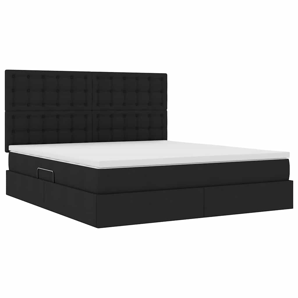 Aufbewahrungsbett mit Matratze Schwarz 160 x 200 cm Stoff