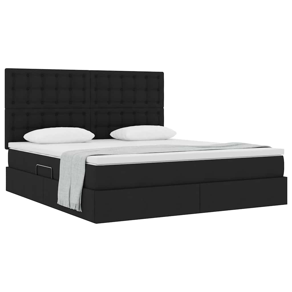 Aufbewahrungsbett mit Matratze Schwarz 160 x 200 cm Stoff