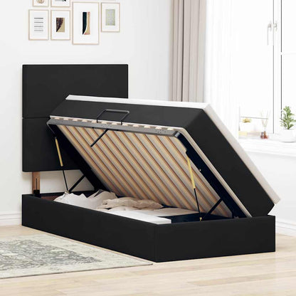 Aufbewahrungsbett mit Matratze Schwarz 90 x 200 cm Samt