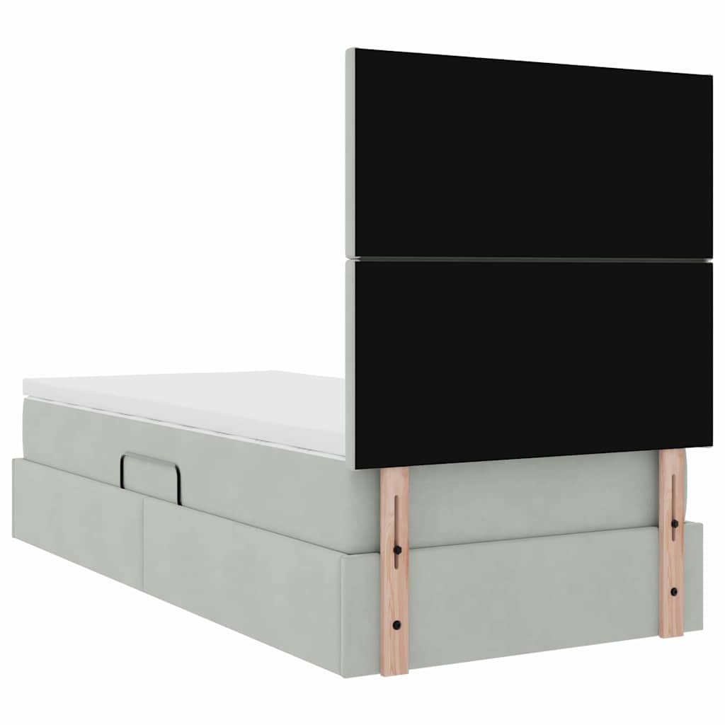 Aufbewahrungsbett mit Matratze Hellgrau 100 x 200 cm Samt