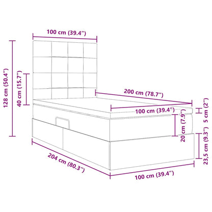 Aufbewahrungsbett mit Matratze Schwarz 100 x 200 cm Samt