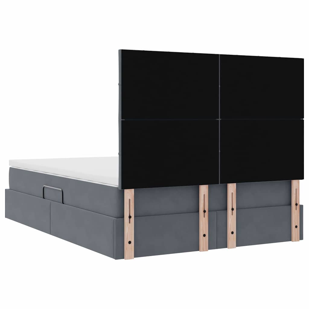 Aufbewahrungsbett mit Matratze Dunkelgrau 140 x 200 cm Samt