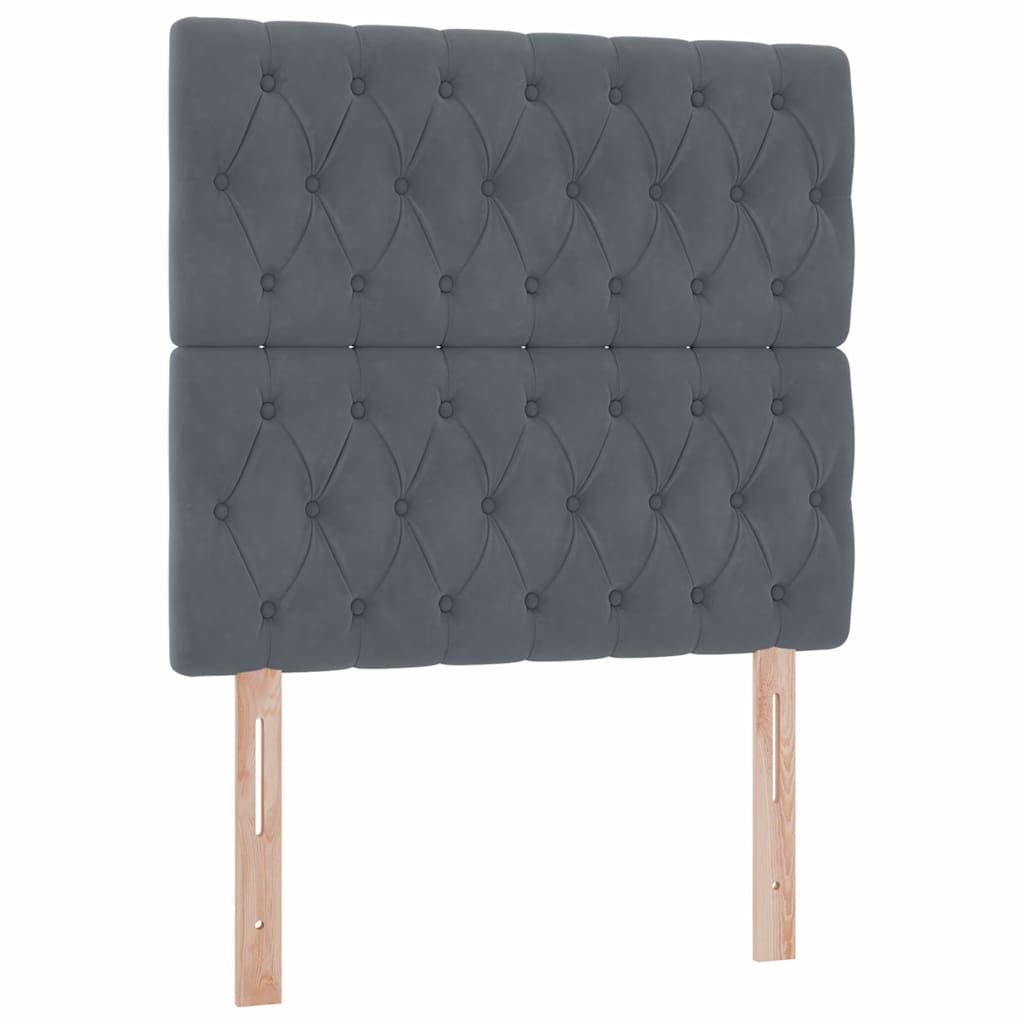 Aufbewahrungsbett mit Matratze Dunkelgrau 90 x 200 cm Samt