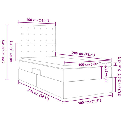 Aufbewahrungsbett mit Matratze Schwarz 100 x 200 cm Samt