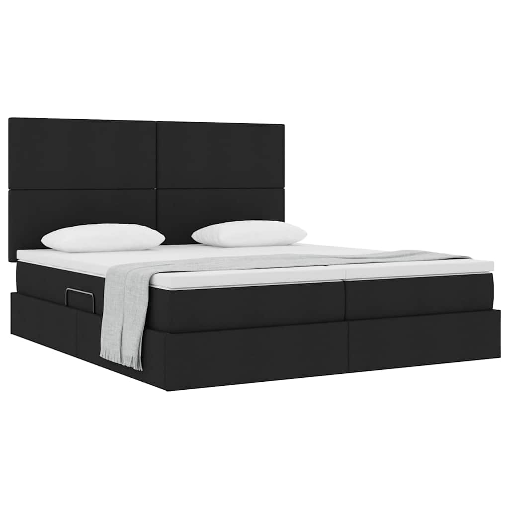 Aufbewahrungsbett mit Kopfteil Schwarz 180 x 200 cm Stoff