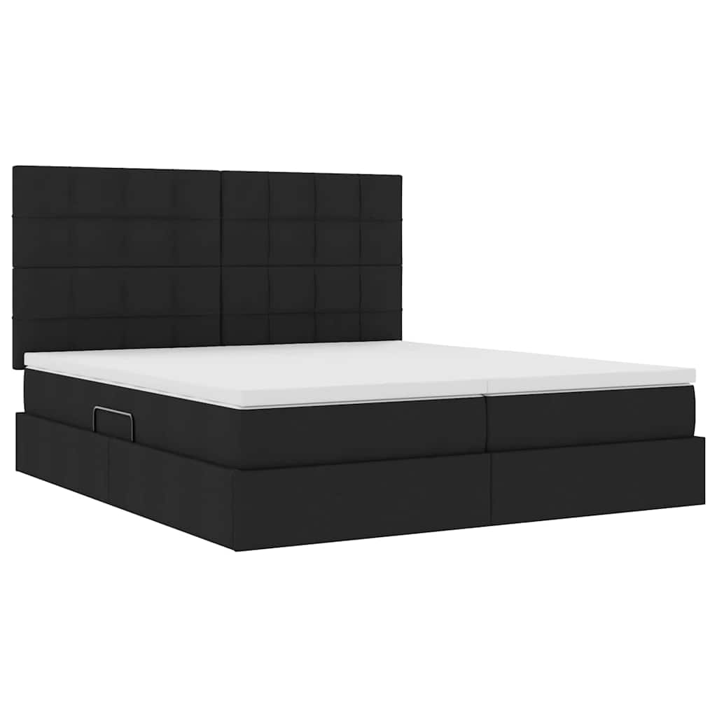 Aufbewahrungsbett mit Kopfteil Schwarz 180 x 200 cm Stoff