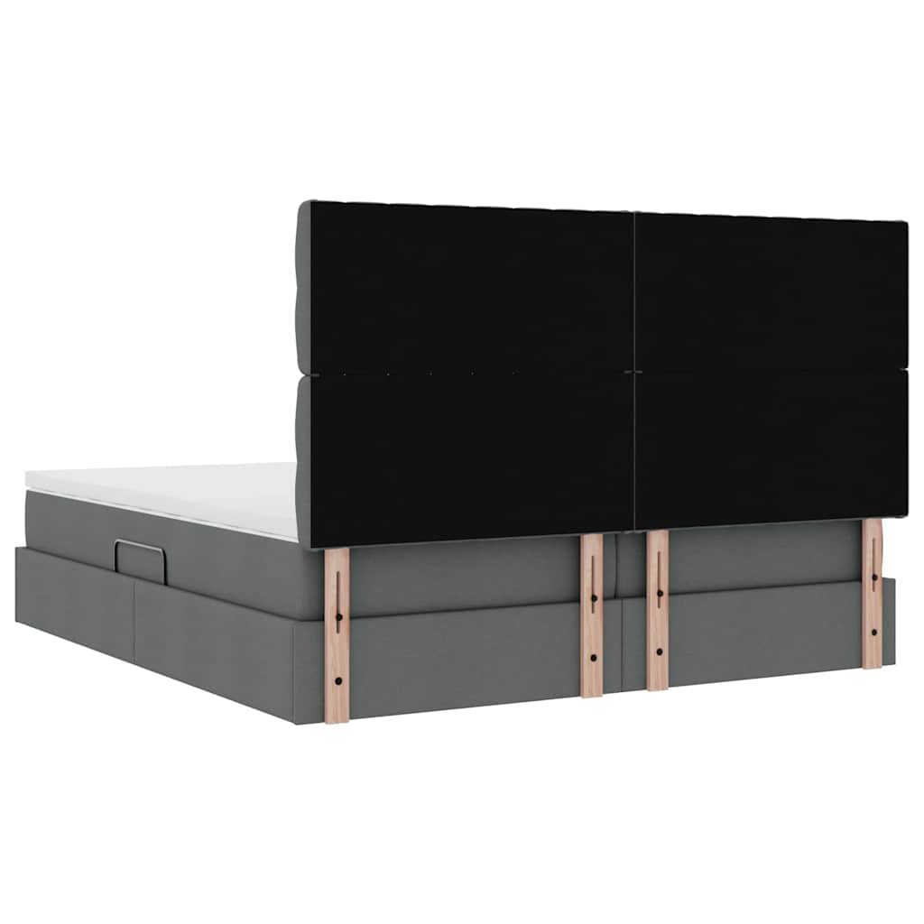 Aufbewahrungsbett mit Kopfteil Dunkelgrau 200 x 200 cm Stoff