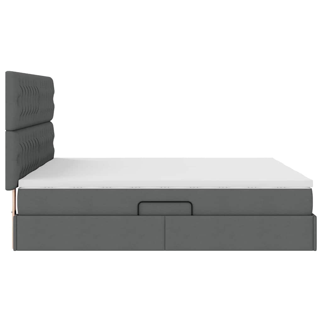 Aufbewahrungsbett mit Kopfteil Dunkelgrau 200 x 200 cm Stoff