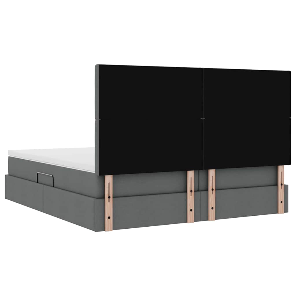 Aufbewahrungsbett mit Kopfteil Dunkelgrau 200 x 200 cm Stoff