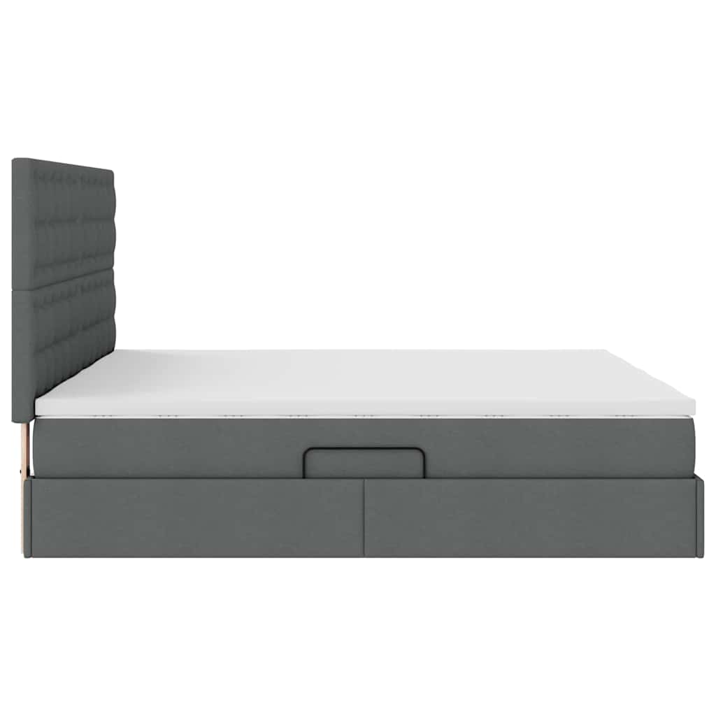 Aufbewahrungsbett mit Kopfteil Dunkelgrau 200 x 200 cm Stoff