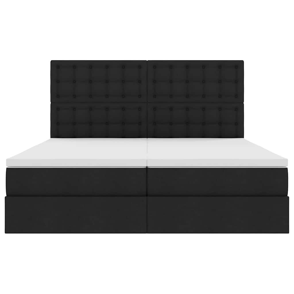 Aufbewahrungsbett mit Kopfteil Schwarz 200 x 200 cm Stoff