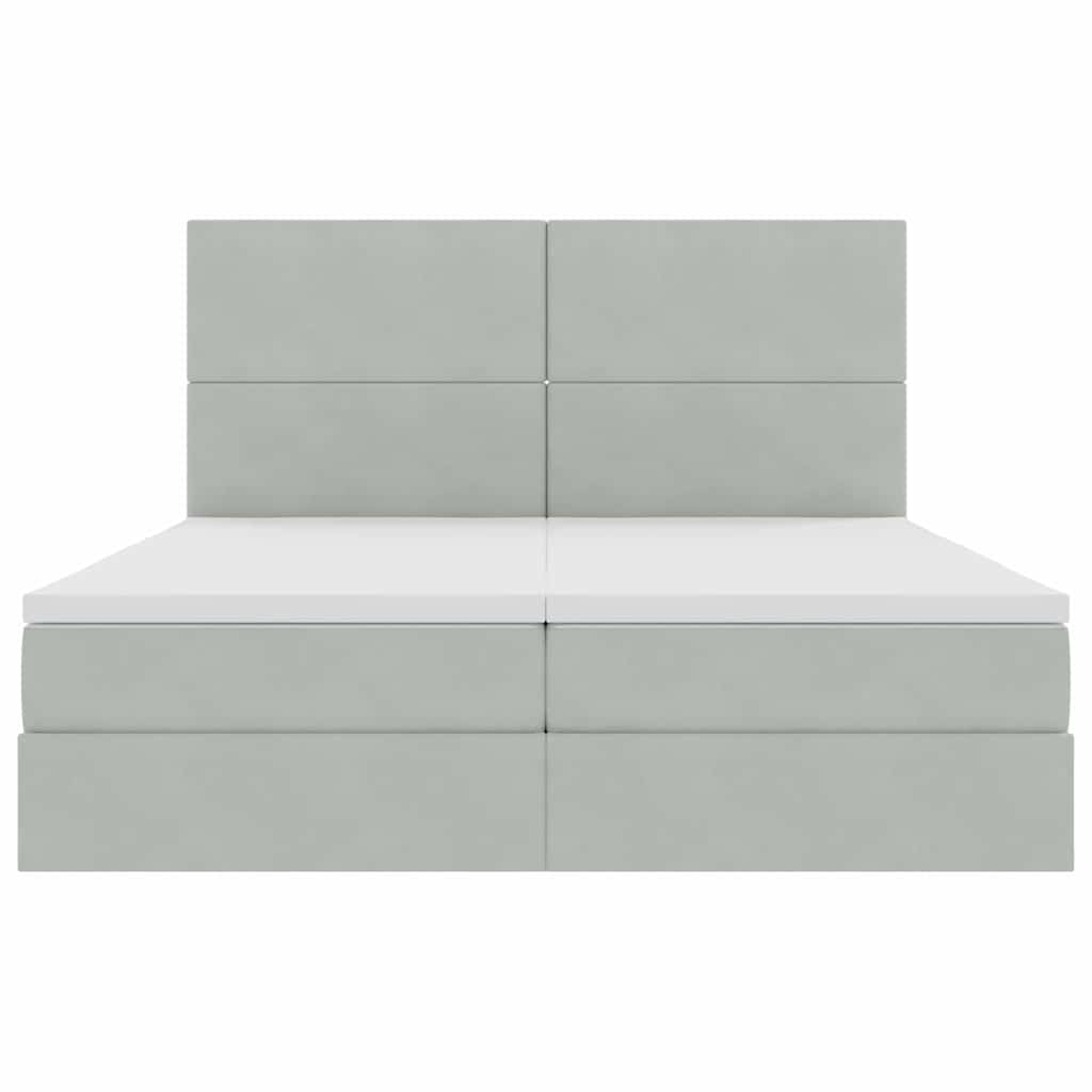 Aufbewahrungsbett mit Matratze Hellgrau 200 x 200 cm Samt