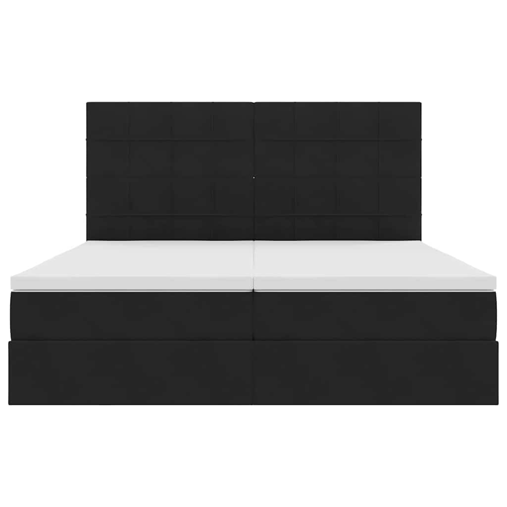 Aufbewahrungsbett mit Matratze Schwarz 180 x 200 cm Samt