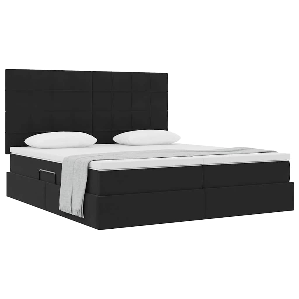 Aufbewahrungsbett mit Matratze Schwarz 180 x 200 cm Samt