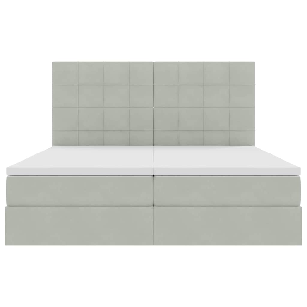 Aufbewahrungsbett mit Matratze Hellgrau 200 x 200 cm Samt