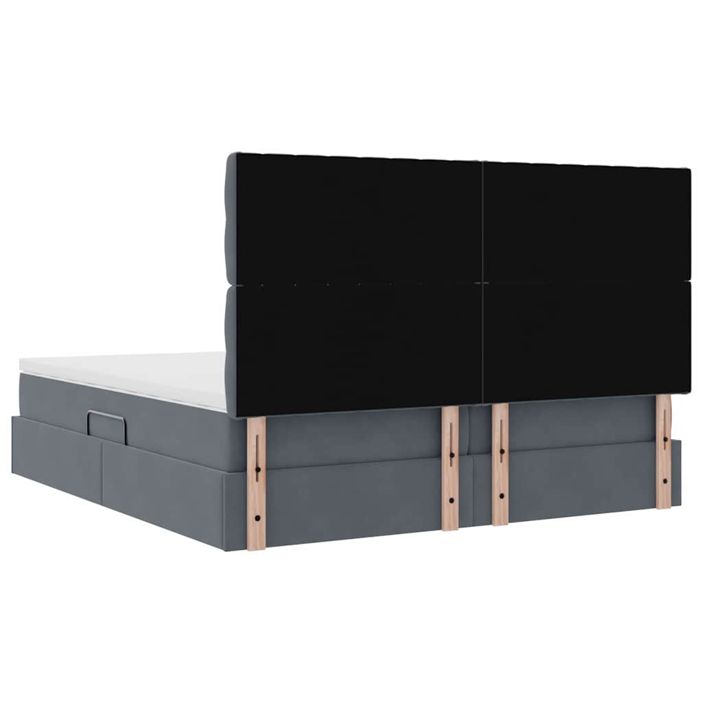 Aufbewahrungsbett mit Matratze Dunkelgrau 180 x 200 cm Samt