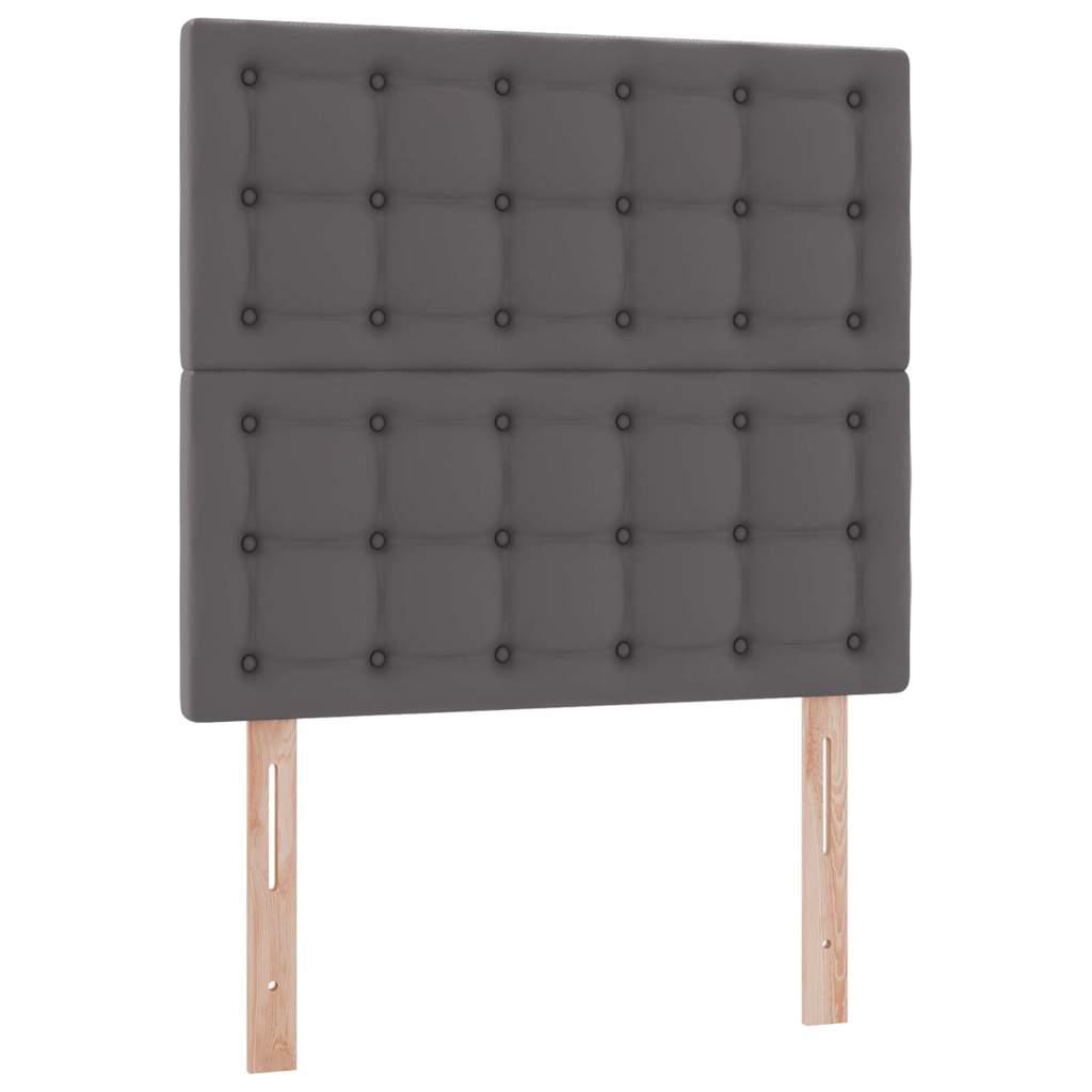 Bett mit LED-Lichtleisten Grau 90 x 200 cm Kunstleder
