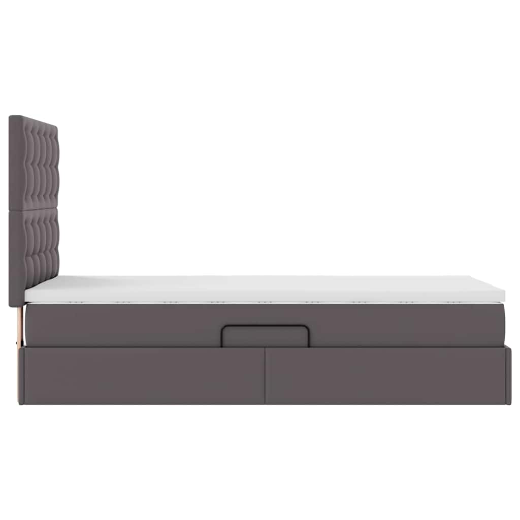 Bett mit LED-Lichtleisten Grau 90 x 200 cm Kunstleder